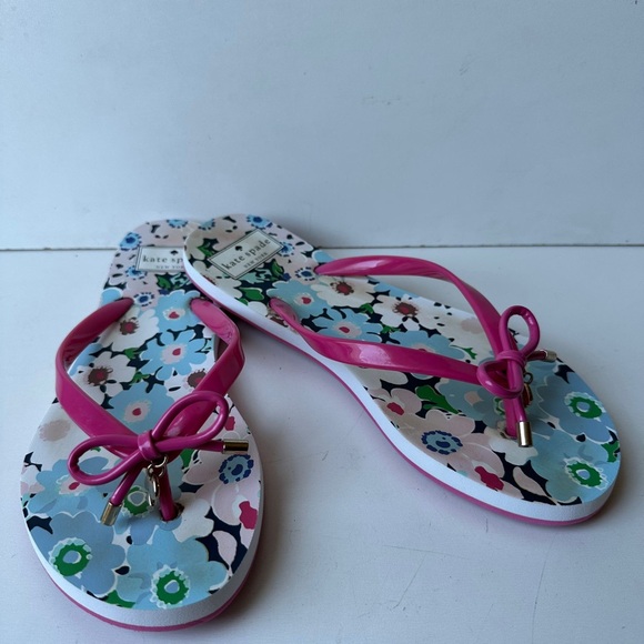 Kate Spade New York 'Nova' Pink Floral Womens Flip Flop  Slide Sandals Size: 7-8 - Picture 1 of 9
